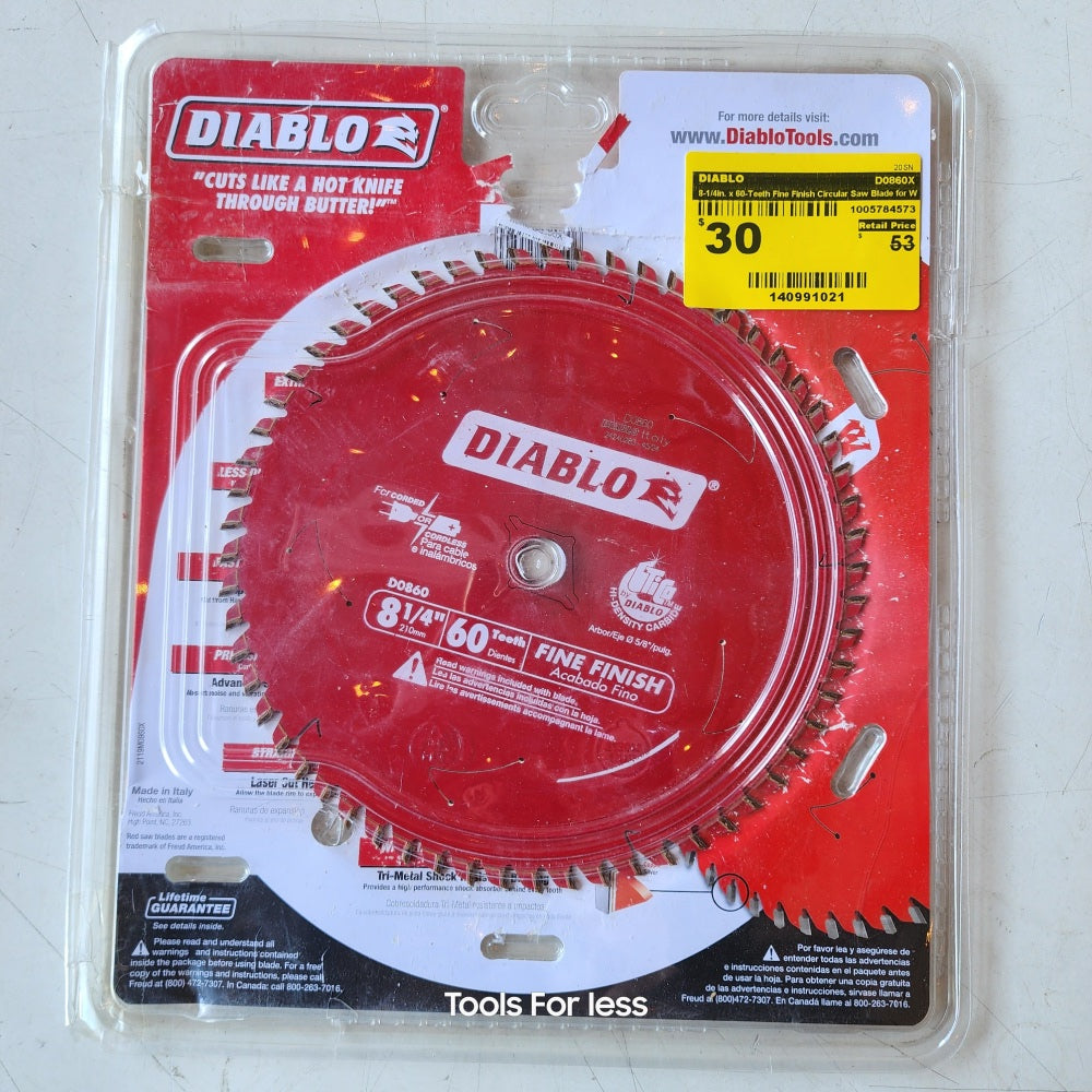 Diablo 8-1/4 in. X 60-teeth Fine Finish Circular Saw Blade Diablo 8-1/4 in. X 60-teeth Fine Finish Circular Saw Blade